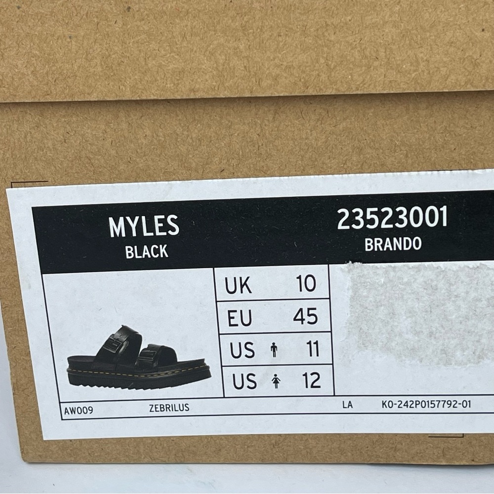 NWT Doc Martens Myles Brando Leather Slide Sandals in black buckles platforms - Picture 11 of 15